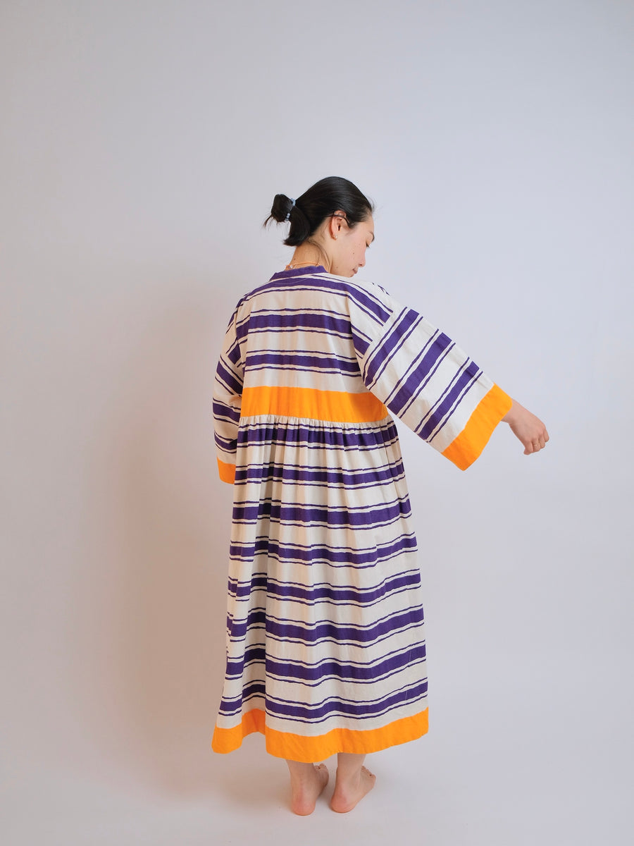 ZW Gather Dress - LAST ONE- XS/S/M - Vintage Purple/Orange Print