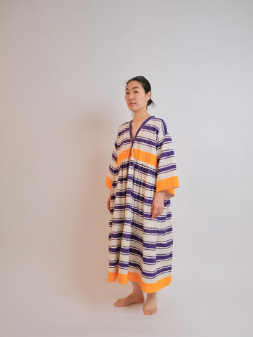ZW Gather Dress - LAST ONE- XS/S/M - Vintage Purple/Orange Print