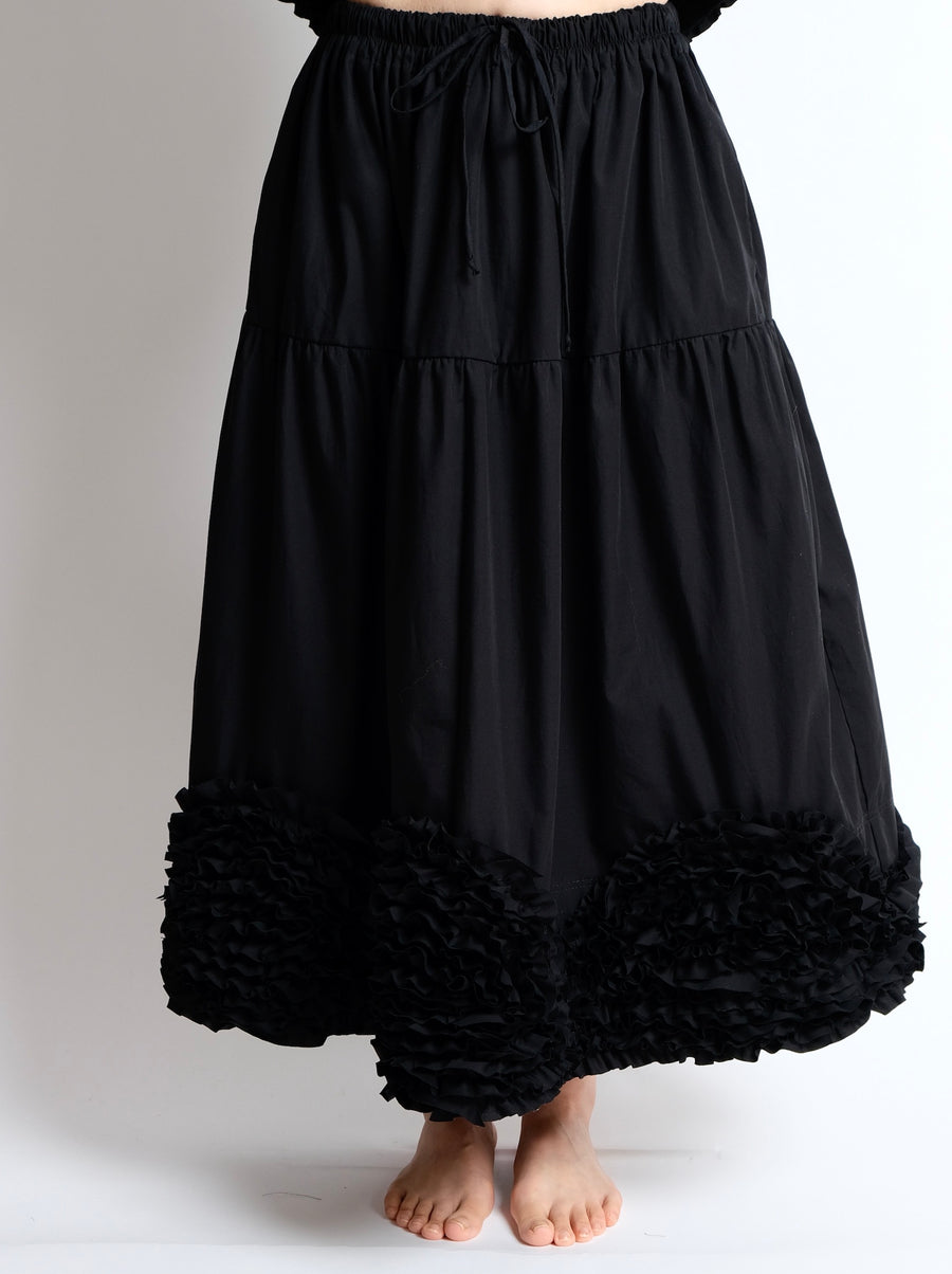 Ruffle Skirt -  MADE TO ORDER - Black Cotton