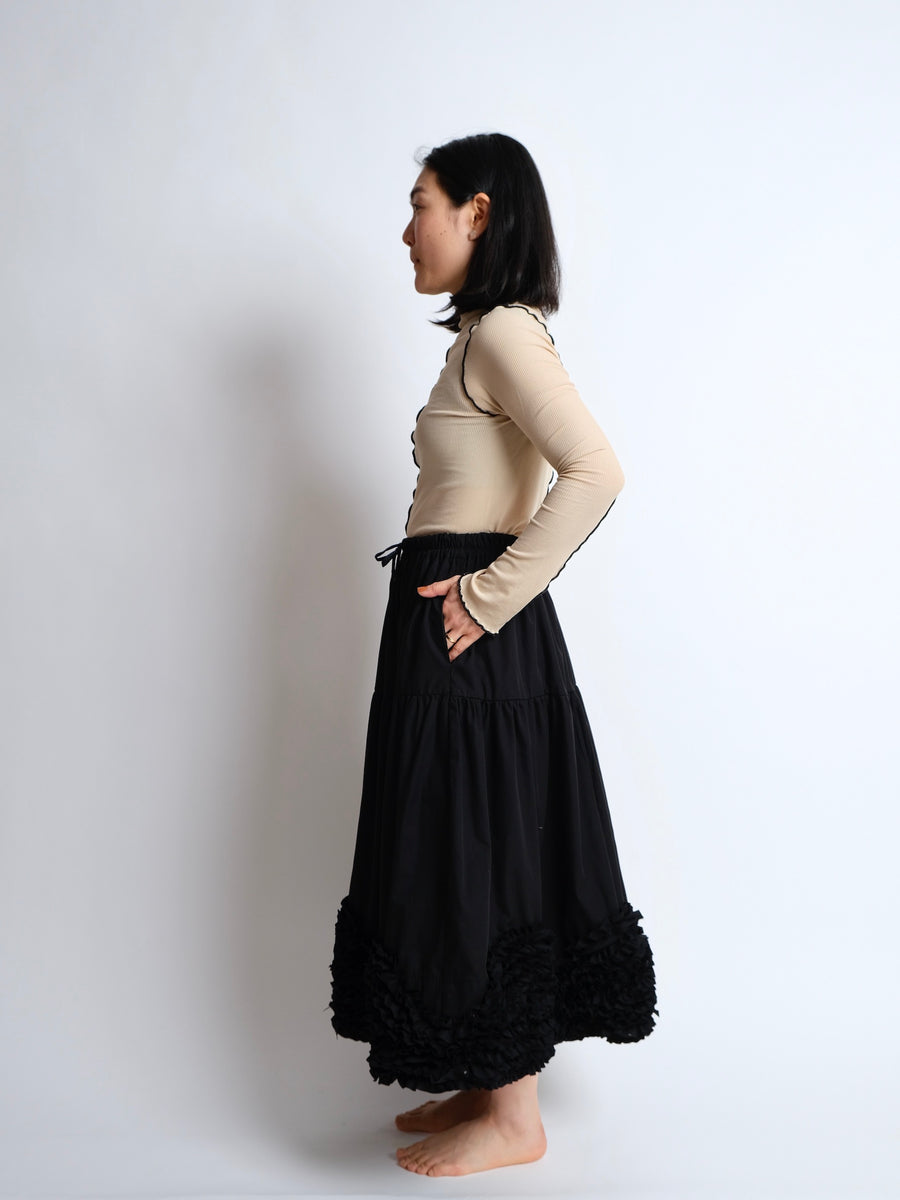 Ruffle Skirt -  PRE-ORDER - Black Cotton