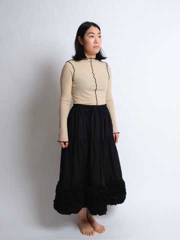 Ruffle Skirt -  PRE-ORDER - Black Cotton