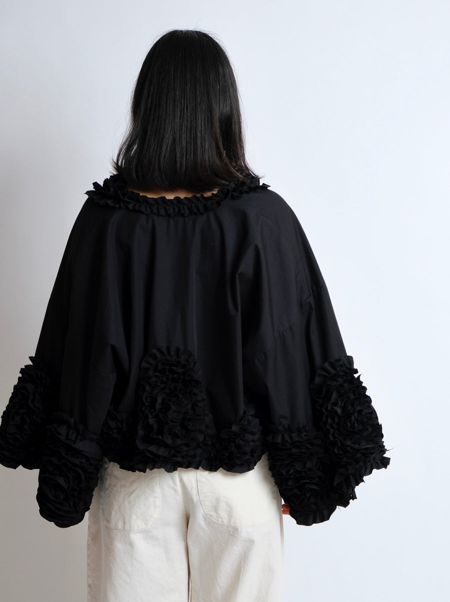 Ruffle Top -  MADE TO ORDER - Black Cotton
