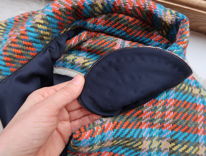 Hand stitching the collar - ZW Block Coat
