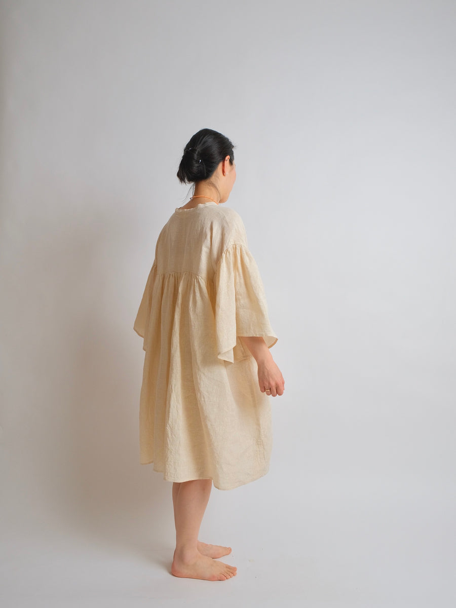 ZW Gather Dress -  S/M/L - Gold Linen
