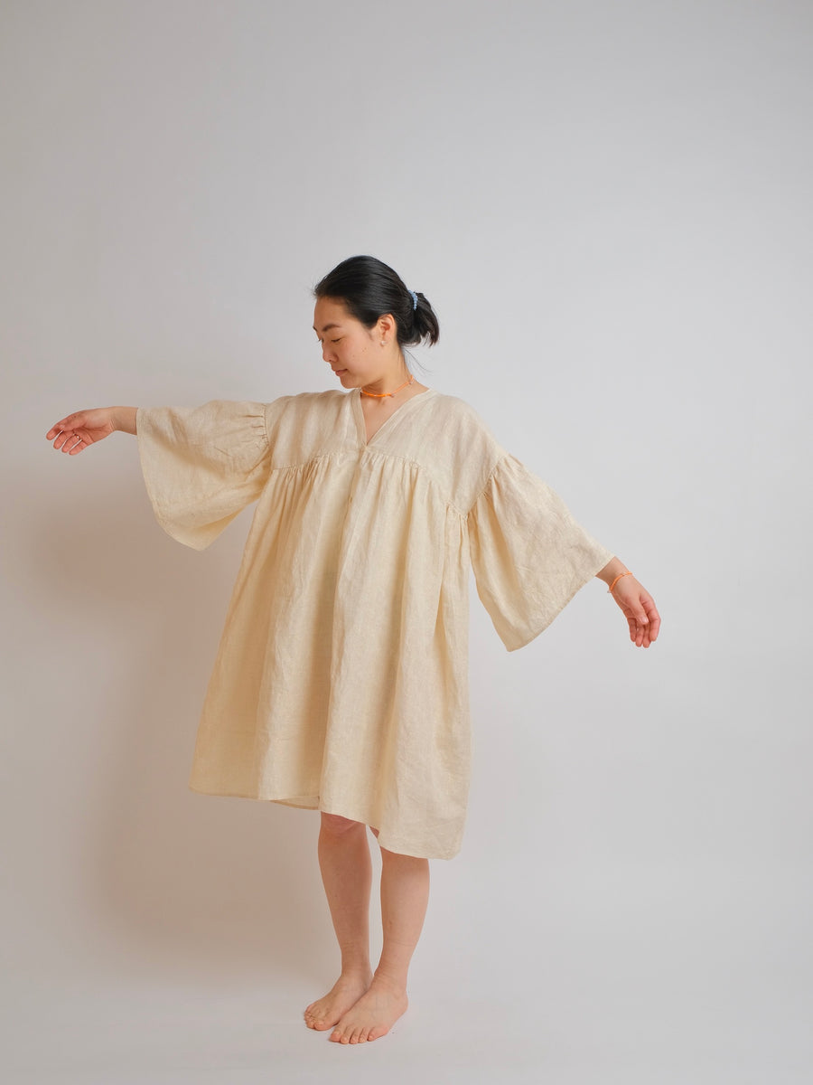 ZW Gather Dress -  S/M/L - Gold Linen