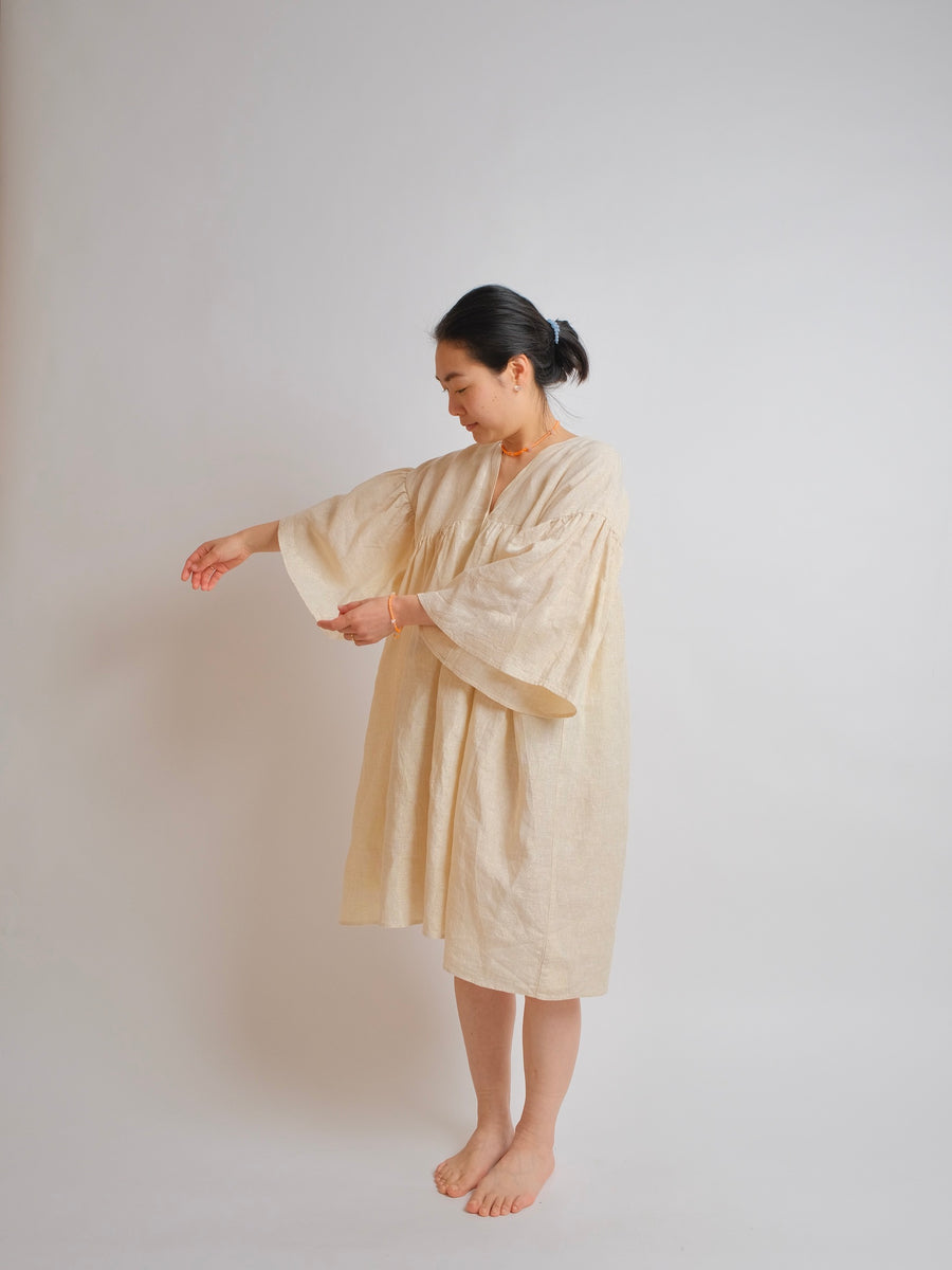 ZW Gather Dress -  S/M/L - Gold Linen