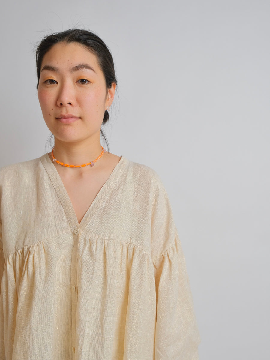 ZW Gather Dress -  S/M/L - Gold Linen