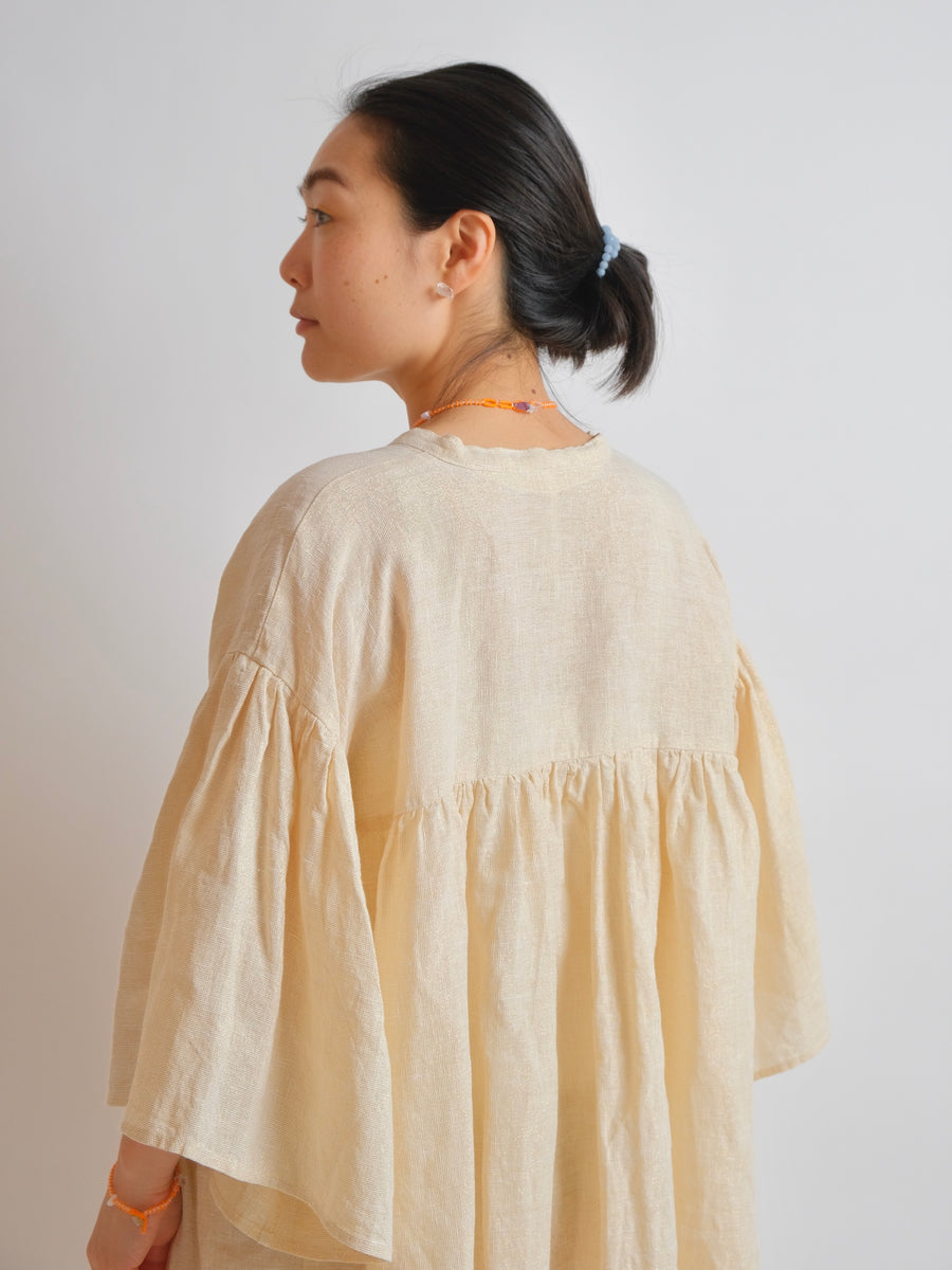 ZW Gather Dress -  S/M/L - Gold Linen