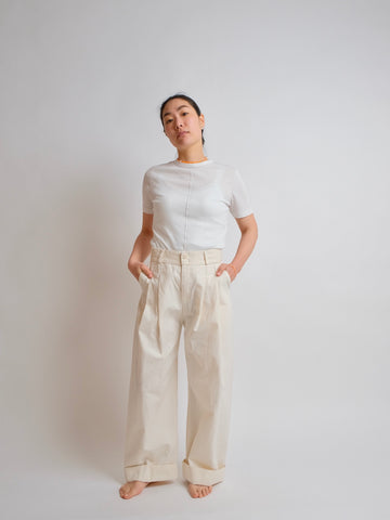 Wide Leg Pleated Pant - HELGROSE x BIRGITTA HELMERSSON - Natural