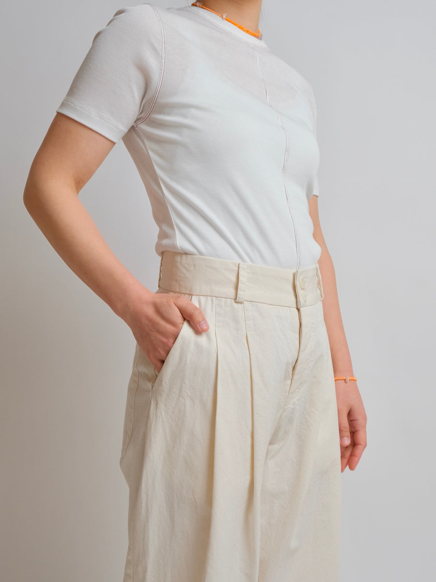 Wide Leg Pleated Pant - HELGROSE x BIRGITTA HELMERSSON - Natural - S, LAST ONE