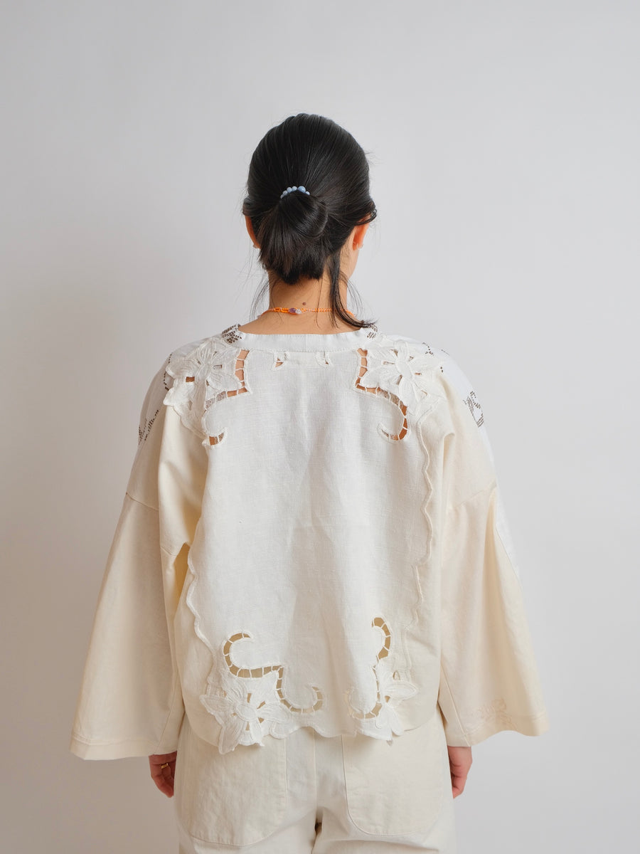 ZW Cropped Shirt - M/L/XL - Vintage - White/Grey/Burnt Orange
