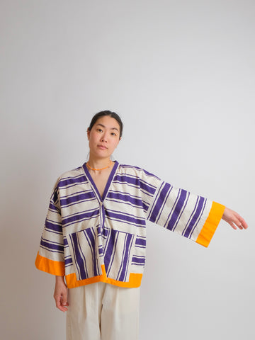ZW Cropped Shirt - S/M/L - Vintage Purple/Orange Print
