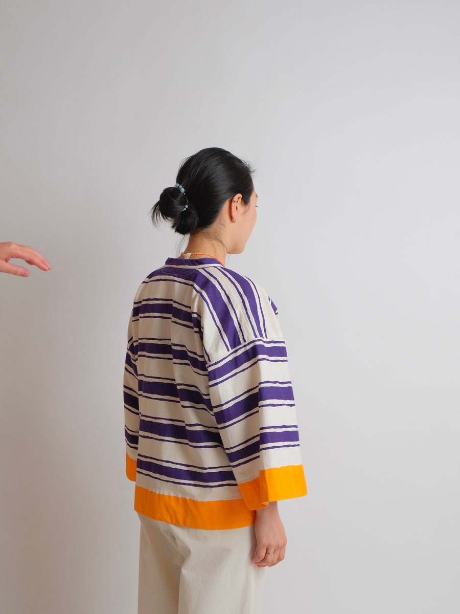 ZW Cropped Shirt - S/M/L - Vintage Purple/Orange Print