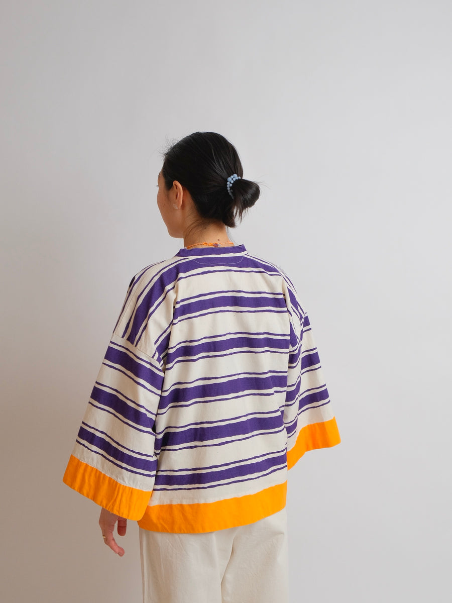 ZW Cropped Shirt - S/M/L - Vintage Purple/Orange Print