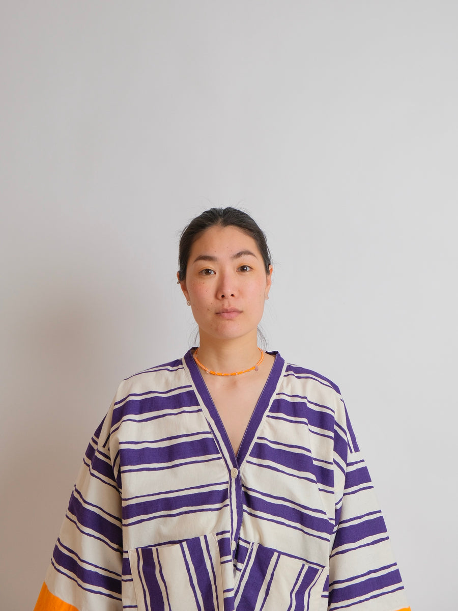 ZW Cropped Shirt - S/M/L - Vintage Purple/Orange Print