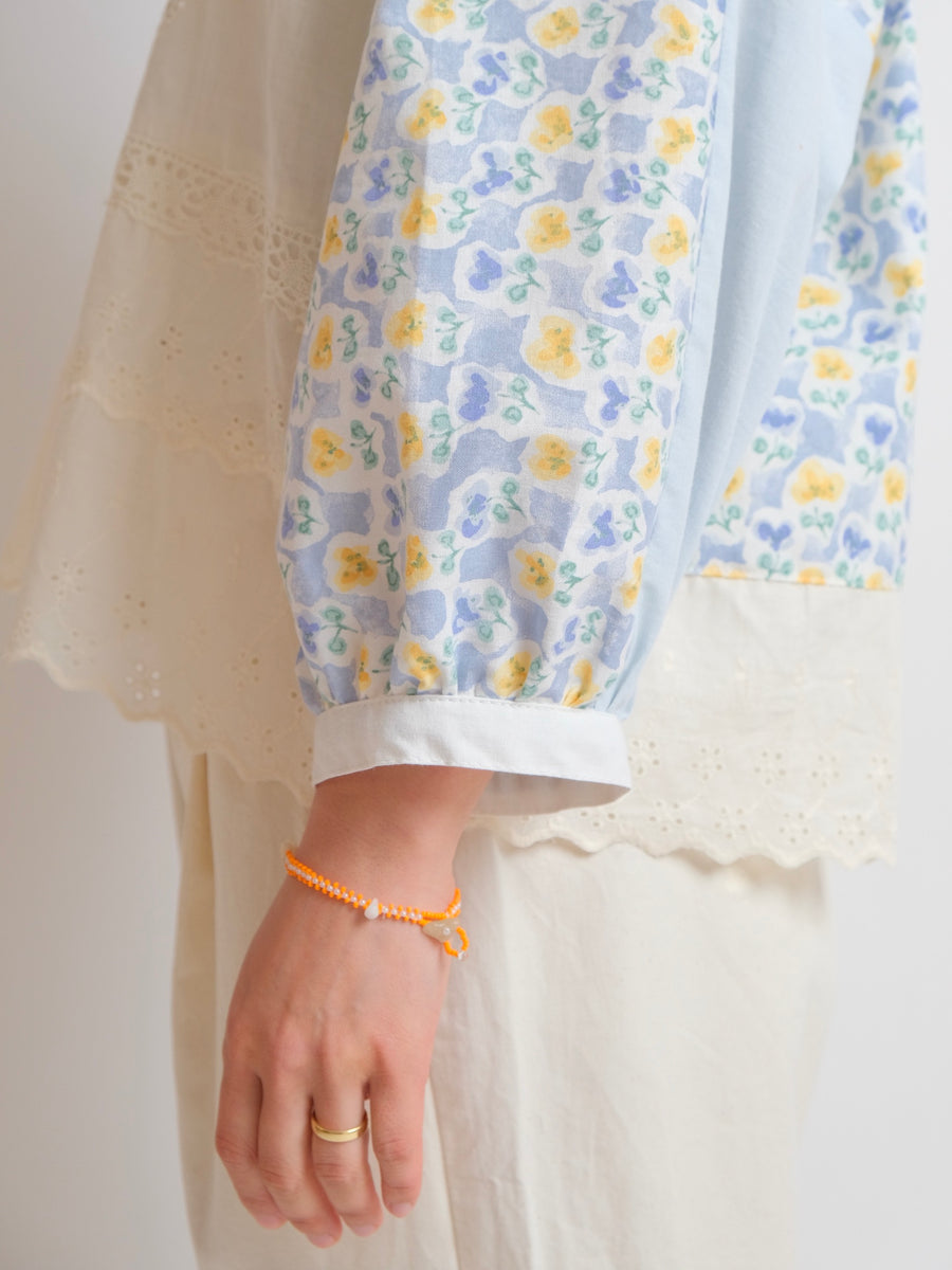 ZW Cropped Shirt - M/L/XL - Vintage - White and blue