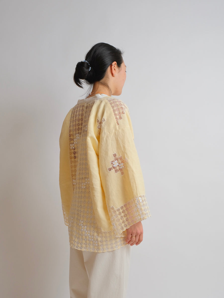 ZW 'Cropped' Shirt - M/L/XL - Vintage - Yellow linen