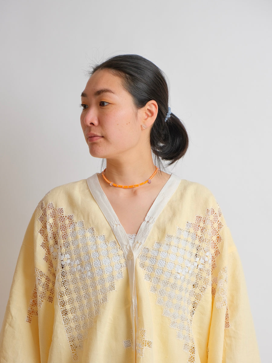 ZW 'Cropped' Shirt - M/L/XL - Vintage - Yellow linen