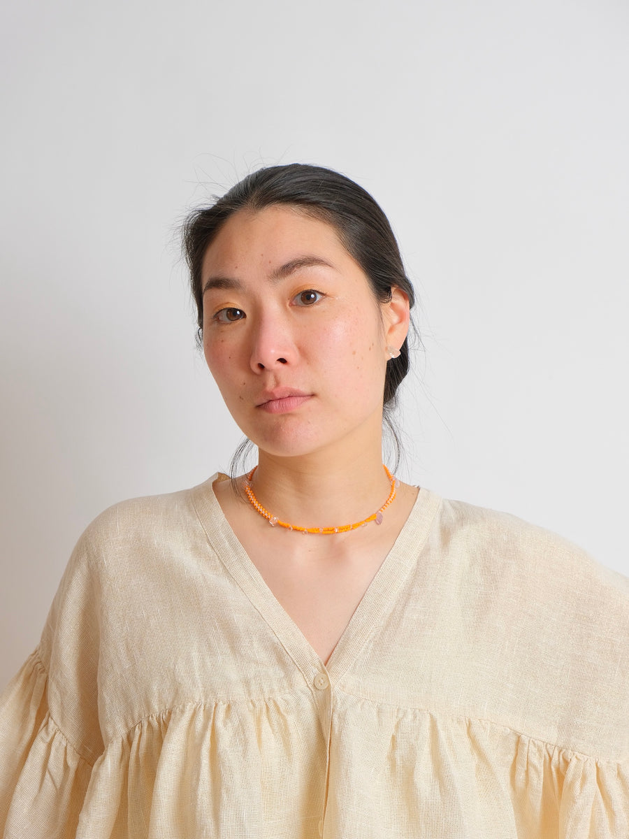 ZW Gathered Cropped Shirt -  S/M/L - Gold Linen