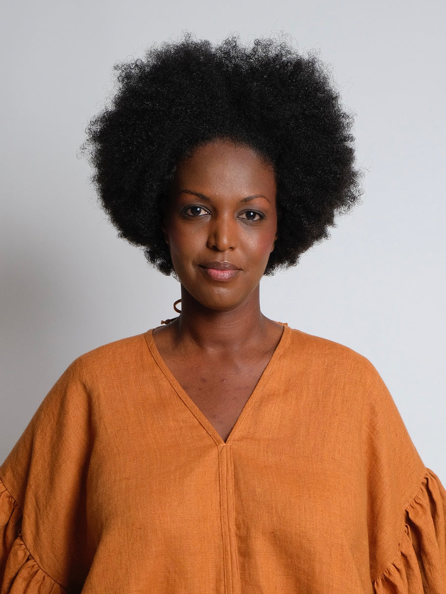 ZW Gather Sleeve Top -  Rust Linen
