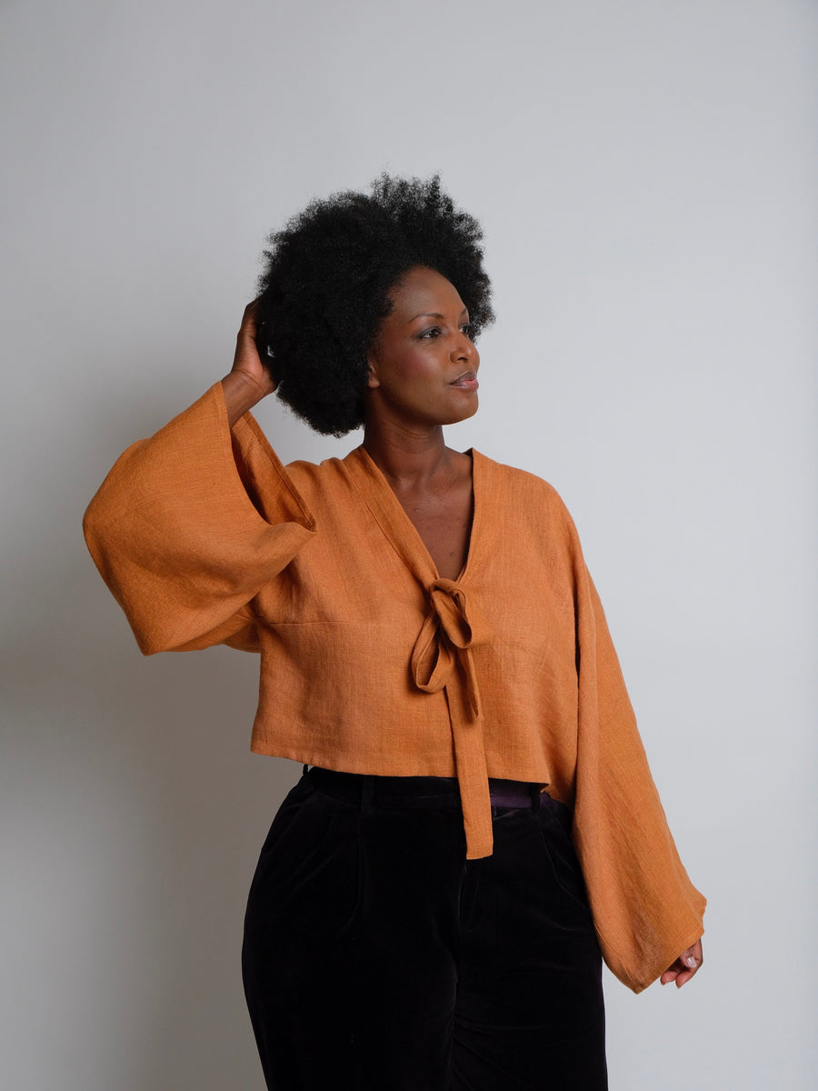 ZW Tie Top -  Rust Linen