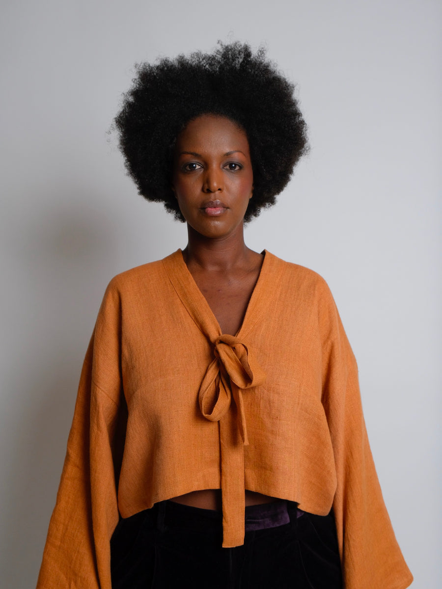 ZW Tie Top -  Rust Linen