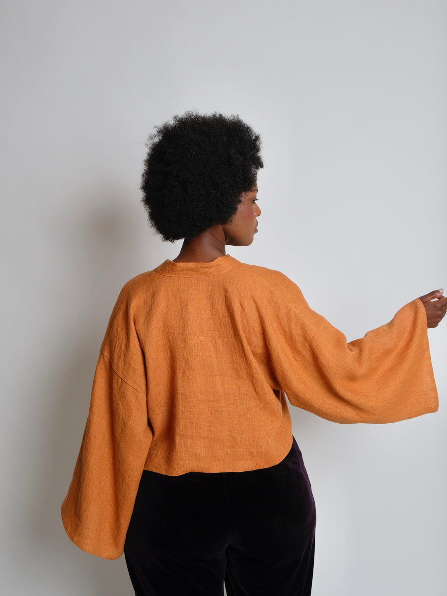 ZW Tie Top -  Rust Linen