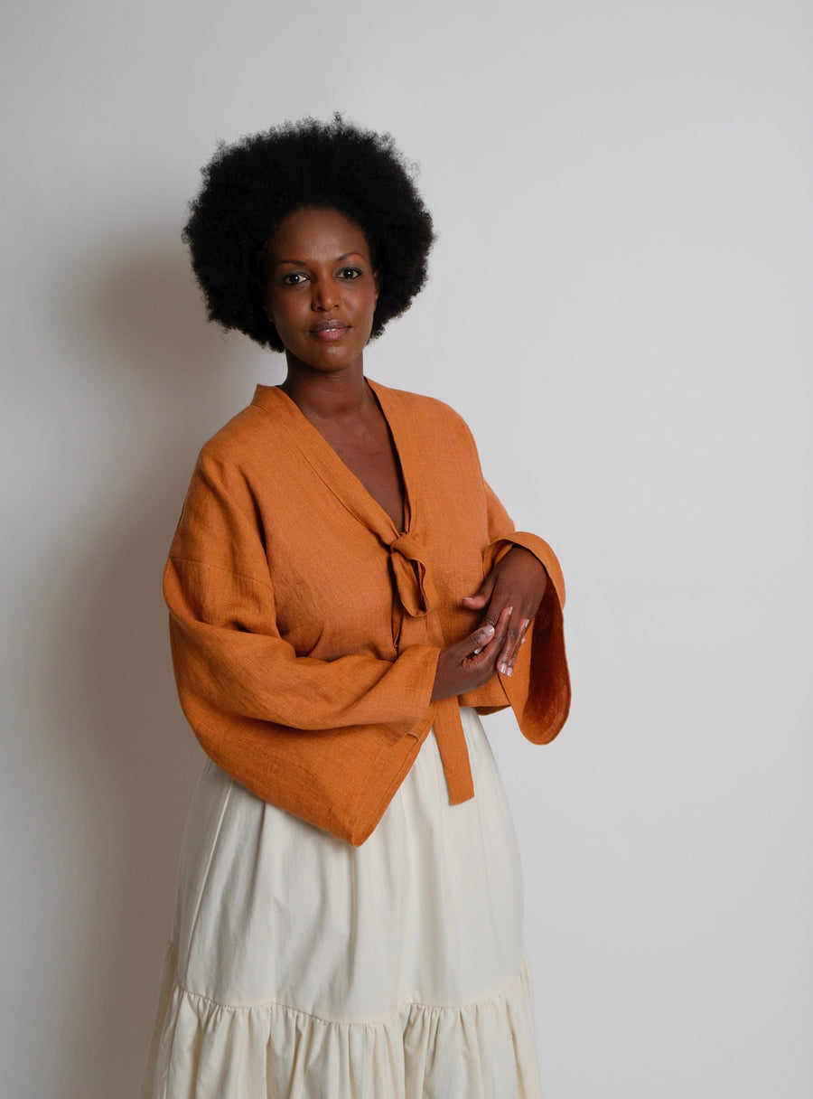 ZW Tie Top -  Rust Linen