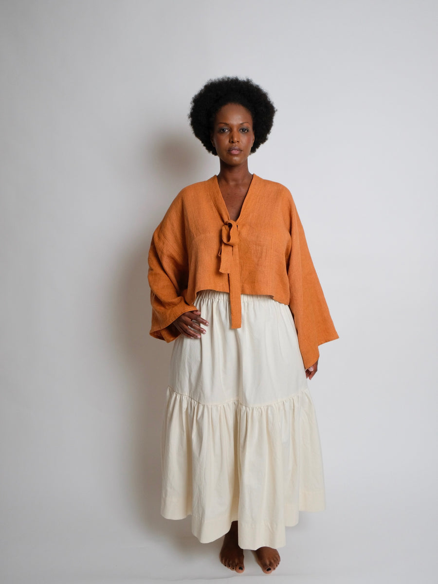 ZW Tie Top -  Rust Linen