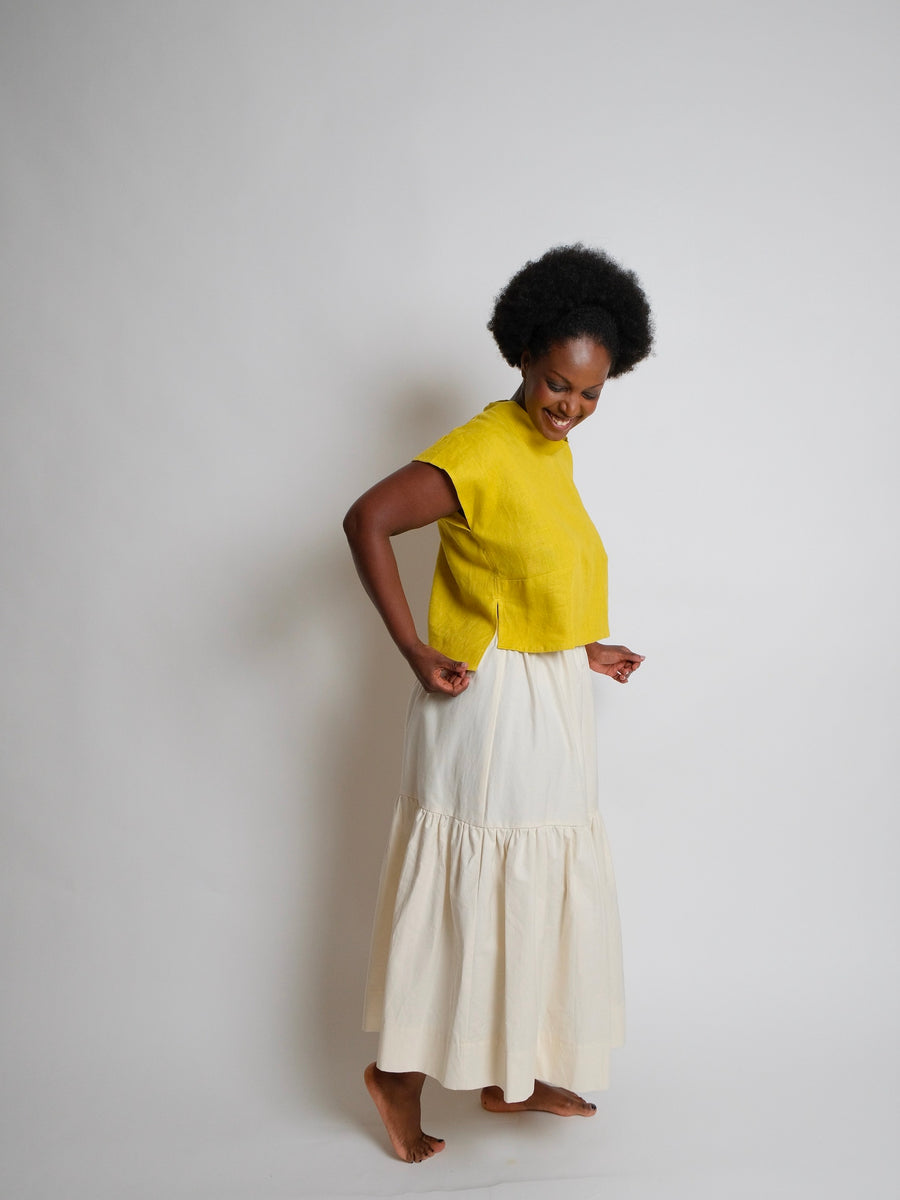 ZW Tie Top Cropped -  Lime Linen