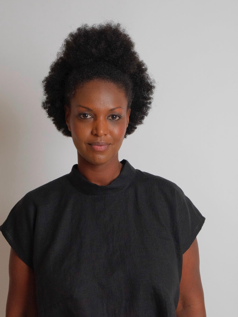 ZW Tie Top Cropped -  Black Linen