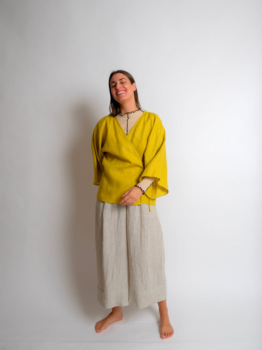 ZW Short Robe -  Lime Linen