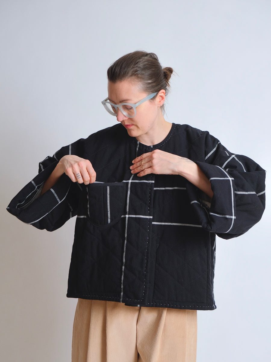 ZW QUILTED JACKET - REVERSIBLE - GREY/BLACK CHECK