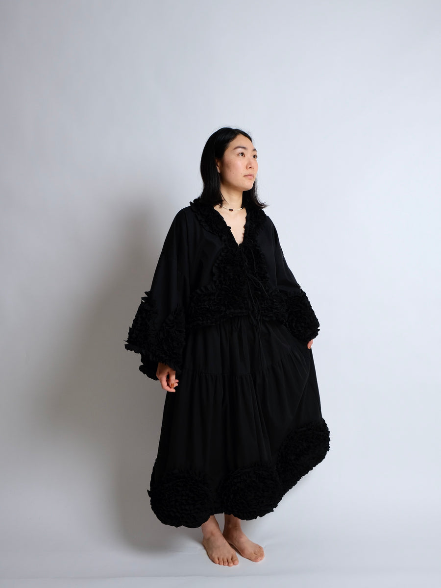 Ruffle Top -  MADE TO ORDER - Black Cotton