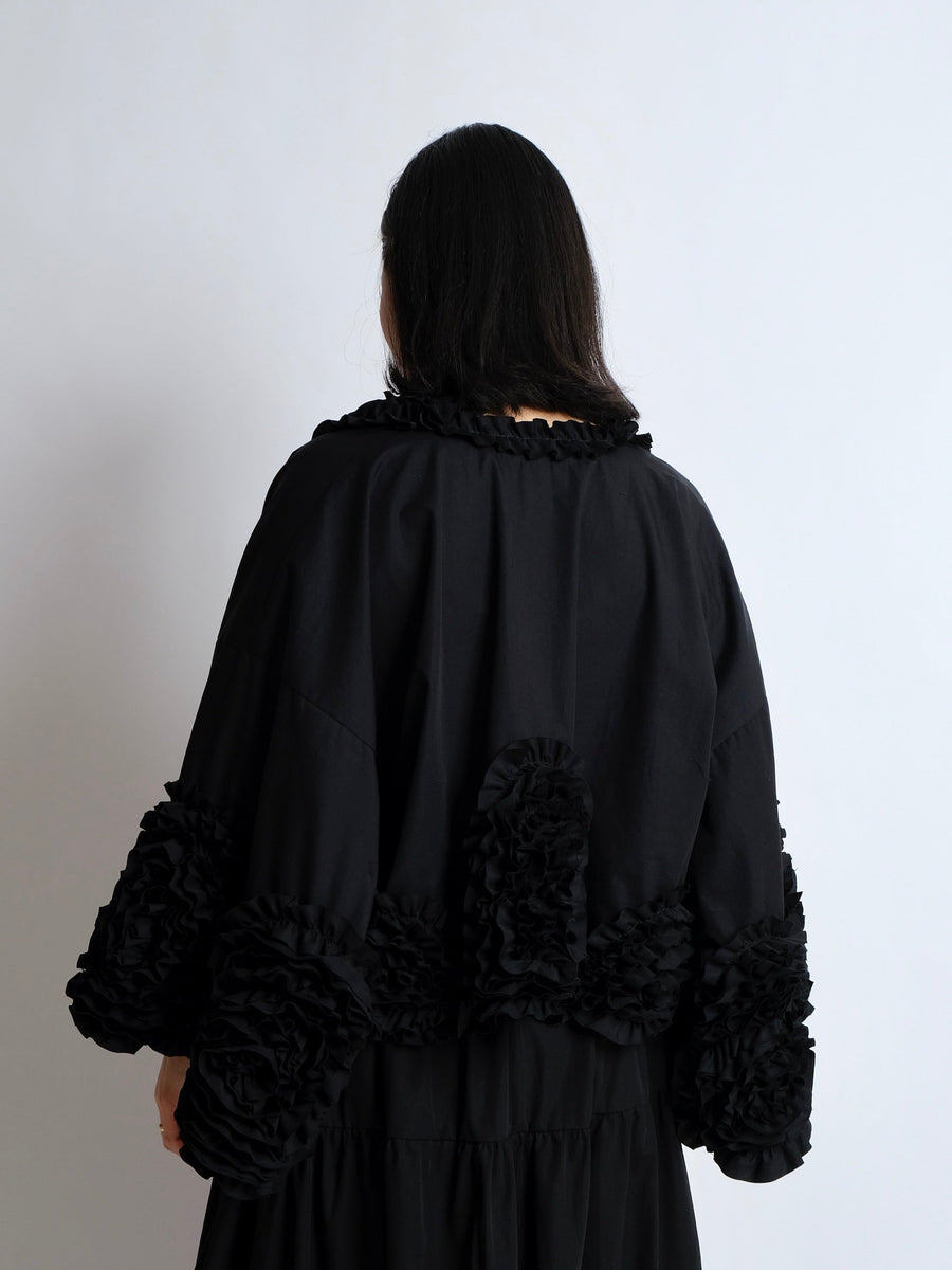 Ruffle Top -  MADE TO ORDER - Black Cotton