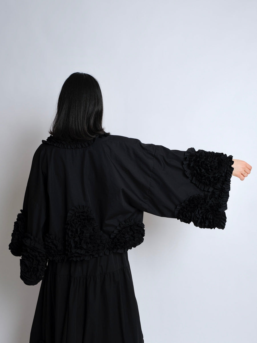 Ruffle Top -  MADE TO ORDER - Black Cotton