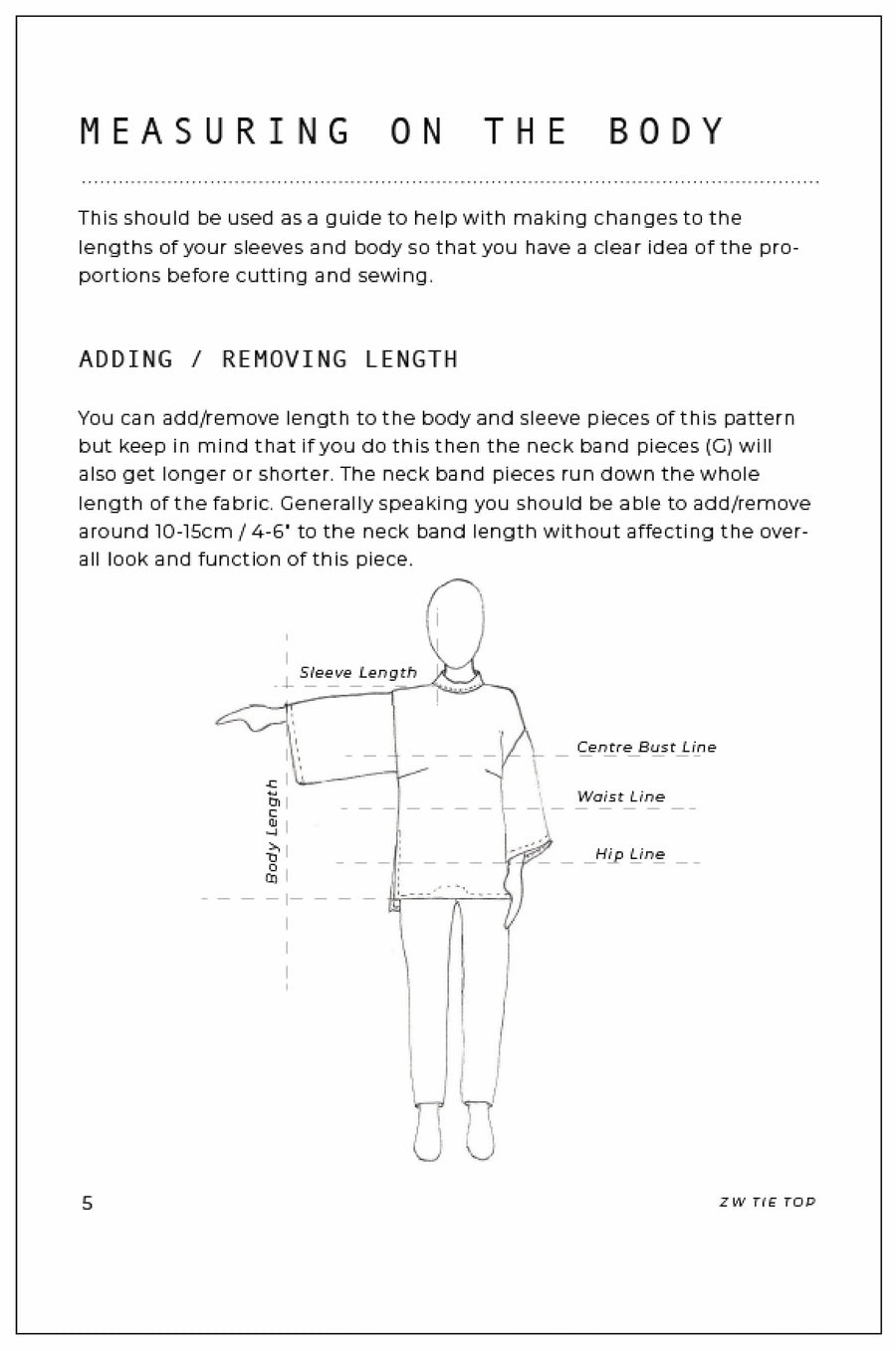 ZW Tie Top - Printed or PDF Sewing Pattern