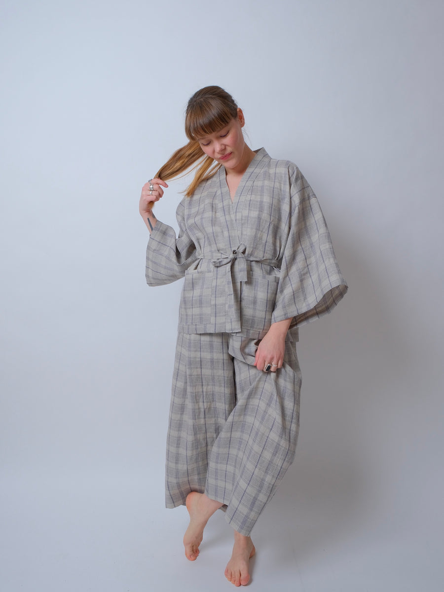 ZW Robe - Grey/Purple Check - LAST ONE