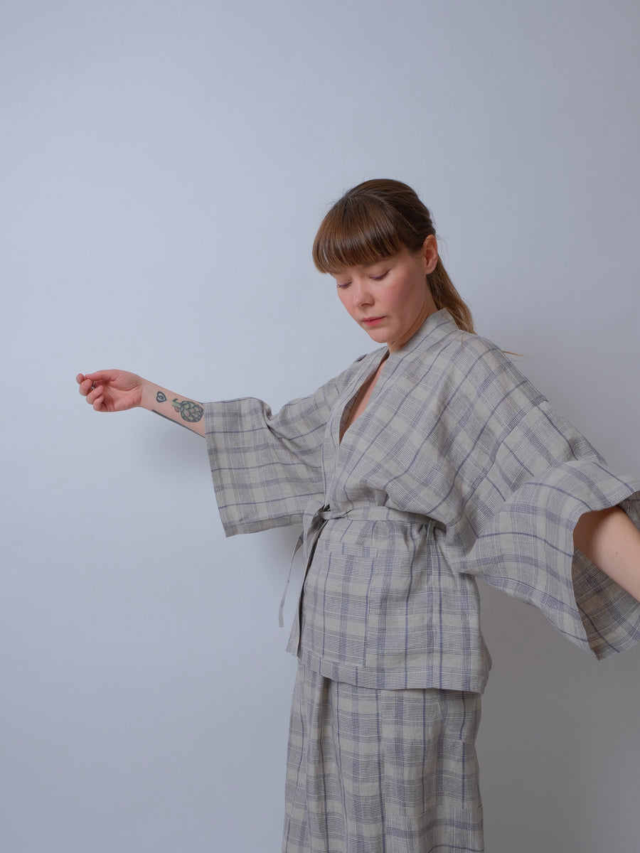 ZW Robe - Grey/Purple Check - LAST ONE