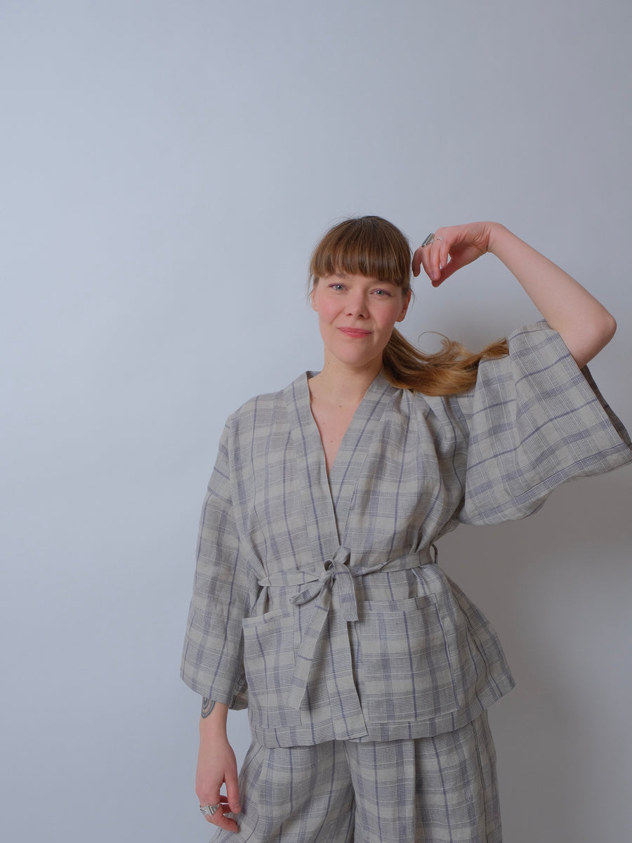 ZW Robe - Grey/Purple Check - LAST ONE