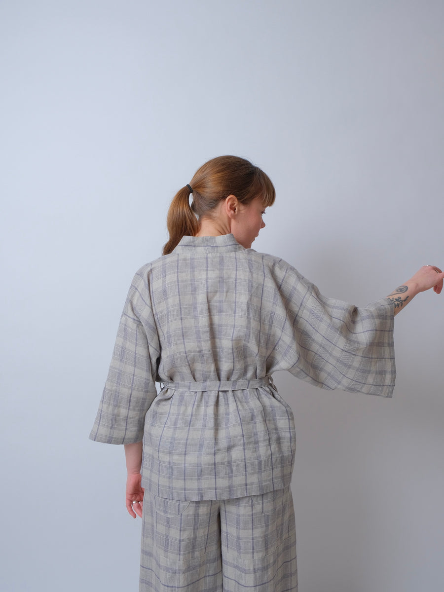 ZW Robe - Grey/Purple Check - LAST ONE